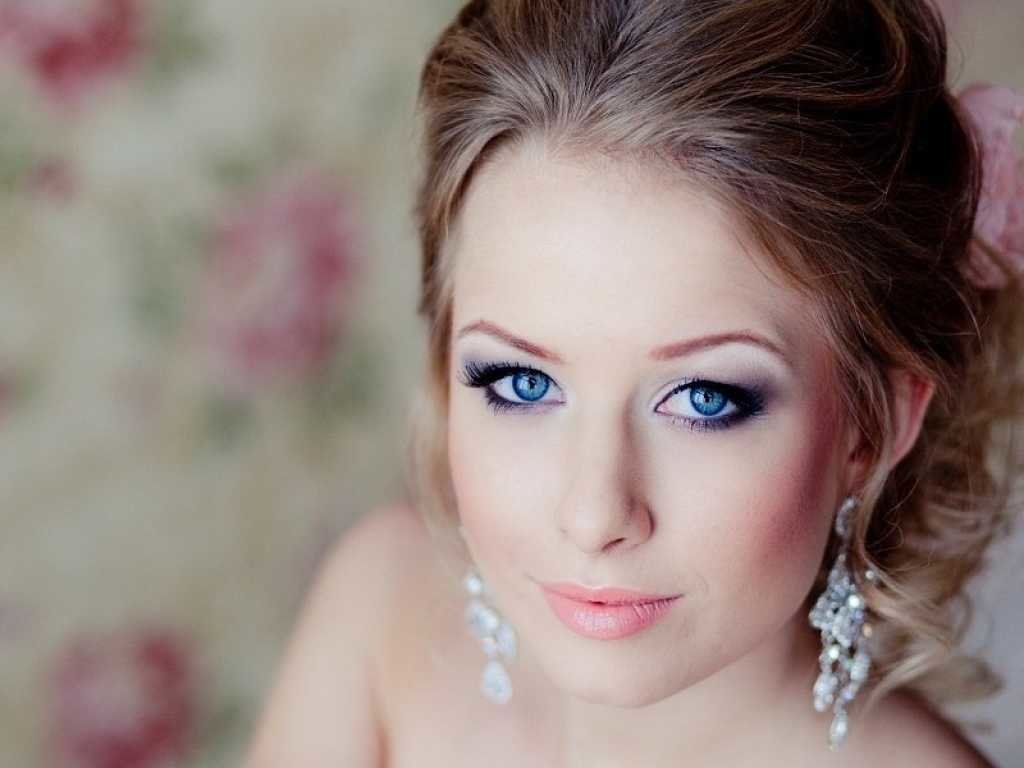 Свадебный макияж фото для невесты с голубыми глазами фото
